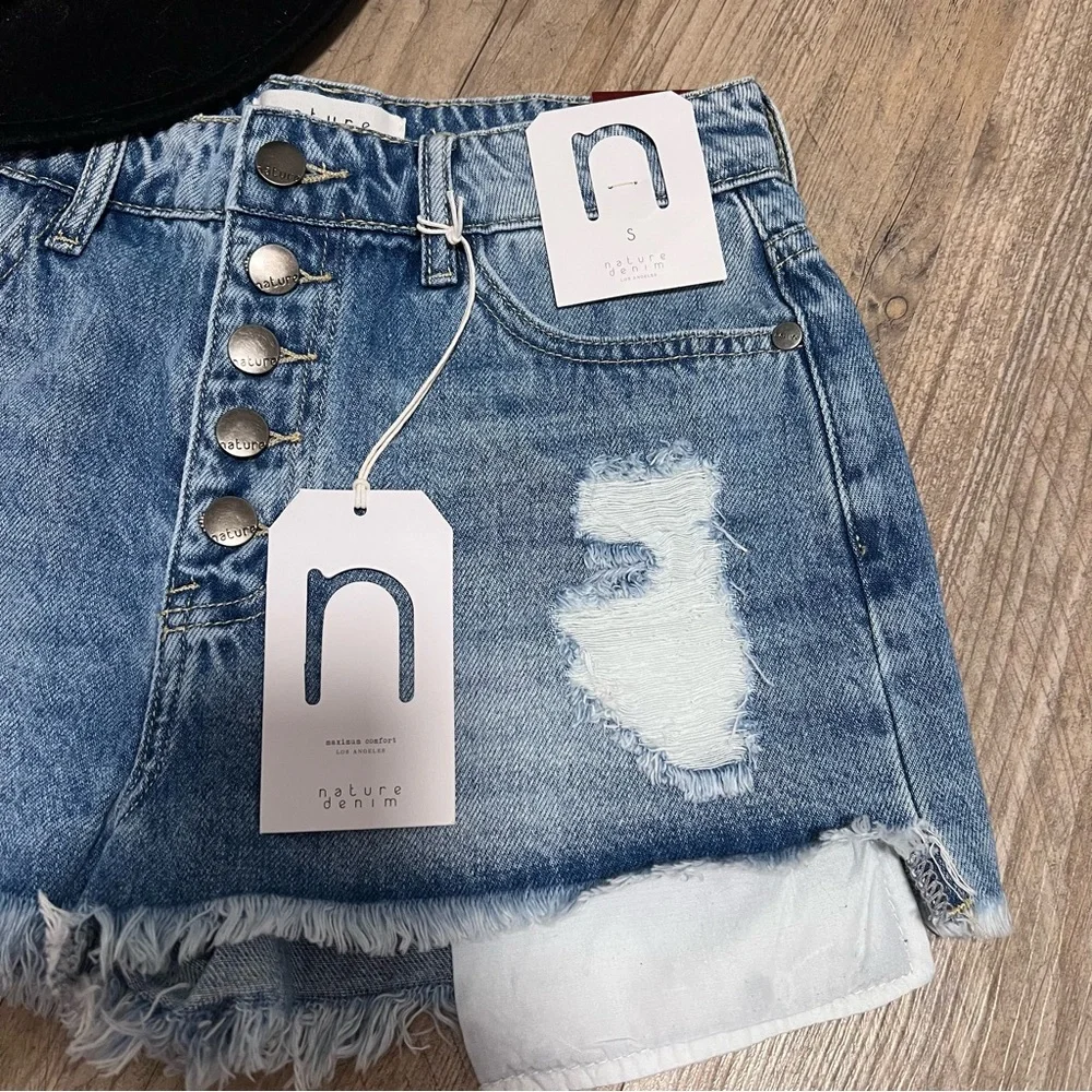 NWT Distressed Denim Shorts‎ by Nature Denim